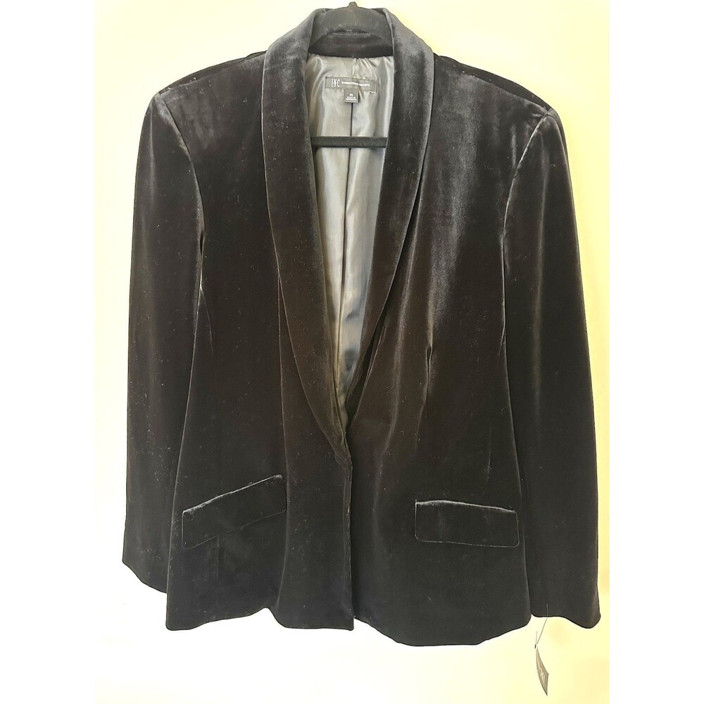 INC International Concepts Womens Black Velvet Blazer Size XL New With Tag